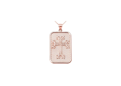 Rose Gold Plated Cross Medallion Religious Pendant